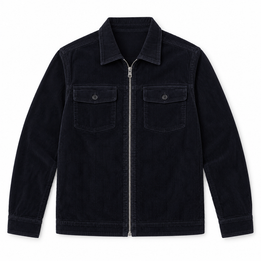 2-way Zip Corduroy Jacket - Dark navy