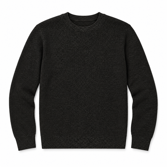 Long Sleeve Crew Neck Sweater - Olove  Black