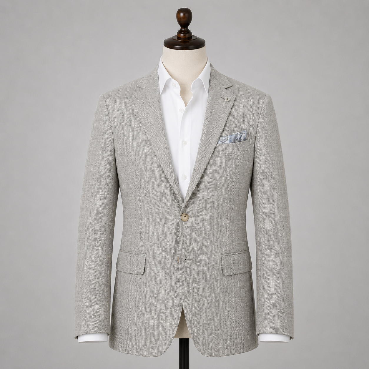Beige Herringbone Sport Coat
