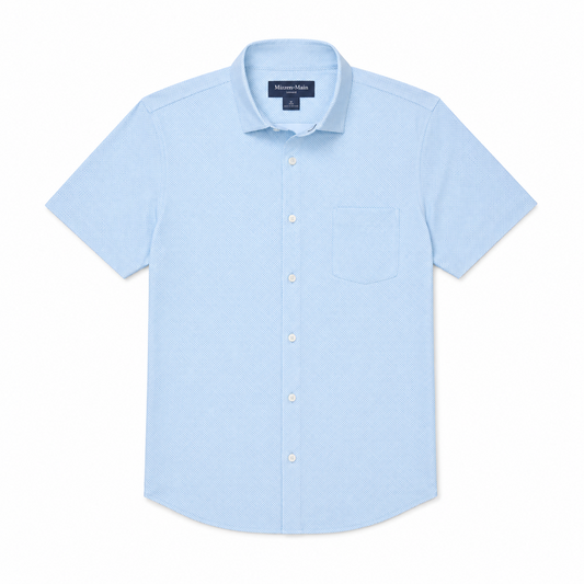 Leeward Short Sleeve - Light Blue Pressed Diamond
