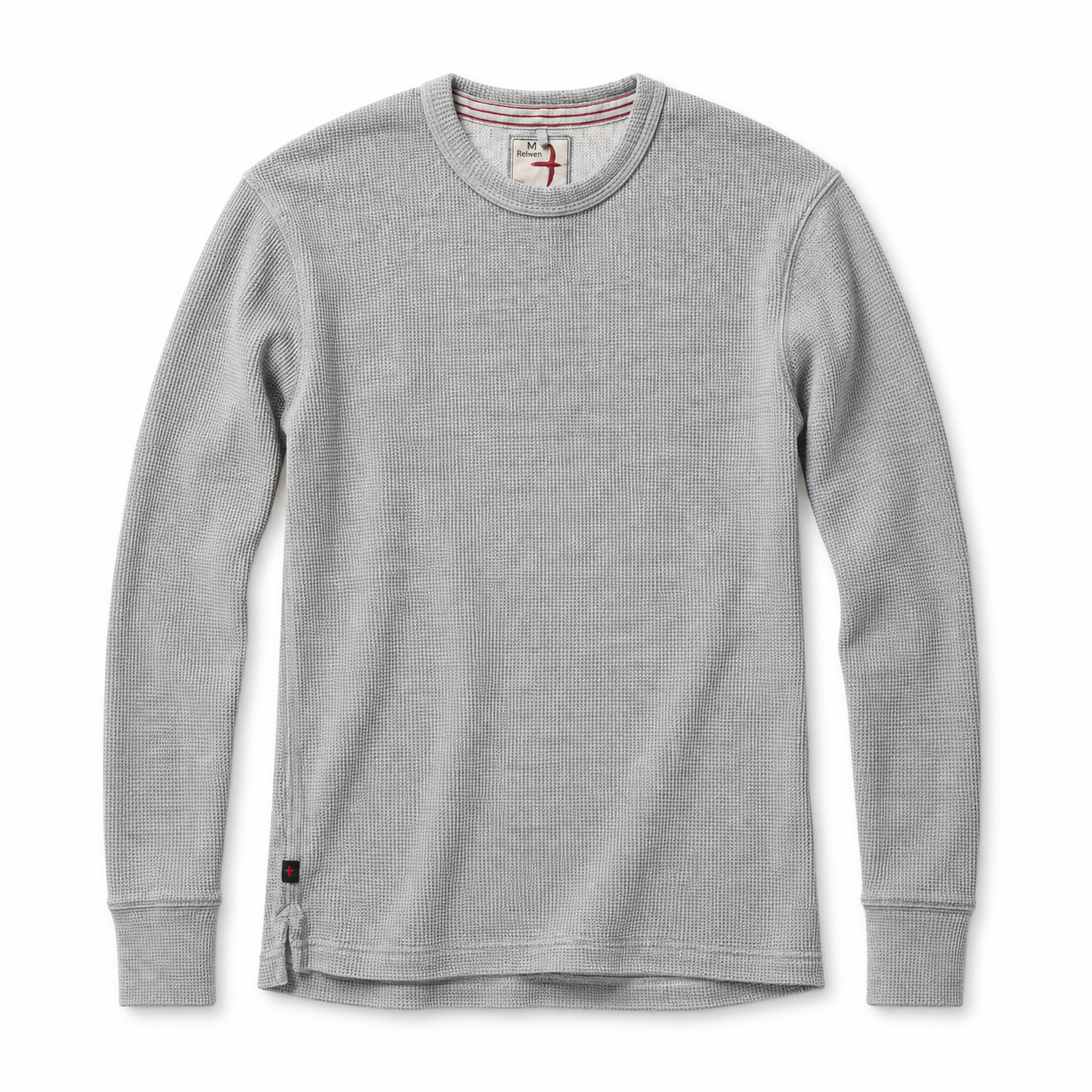 Bi-Waffle Crew -  Pale Heather Grey