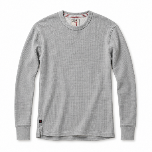 Bi-Waffle Crew -  Pale Heather Grey