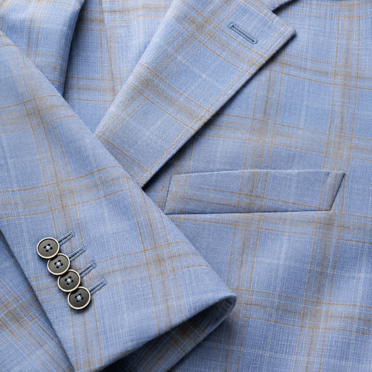 Light Blue/Brown Plaid Sport Coat
