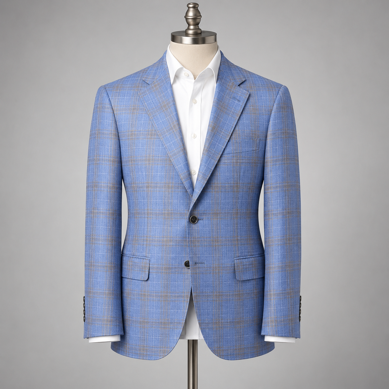 Light Blue/Brown Plaid Sport Coat