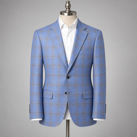 Light Blue/Brown Plaid Sport Coat