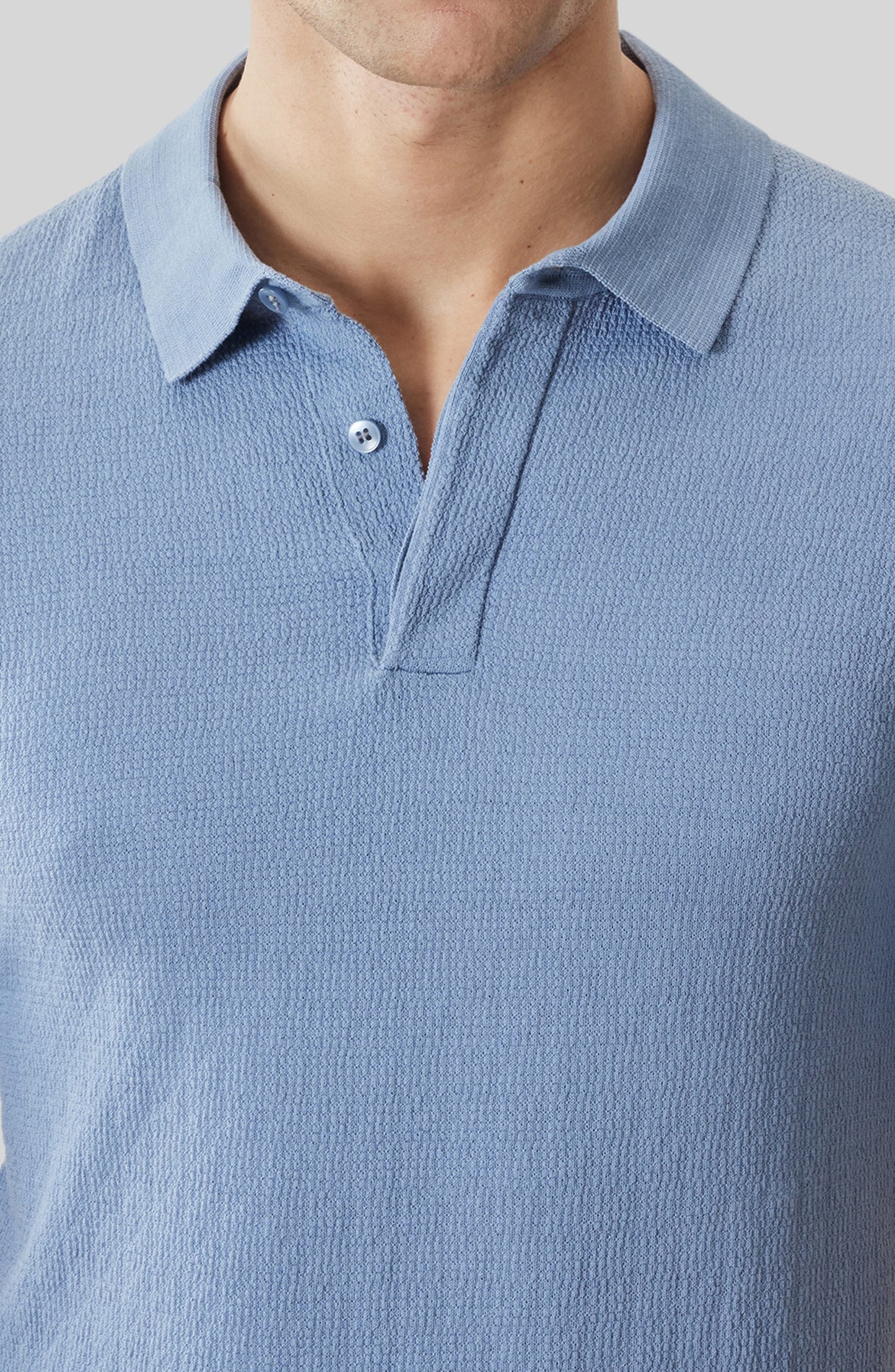 Halric SS Placket Polo - Washed Blue
