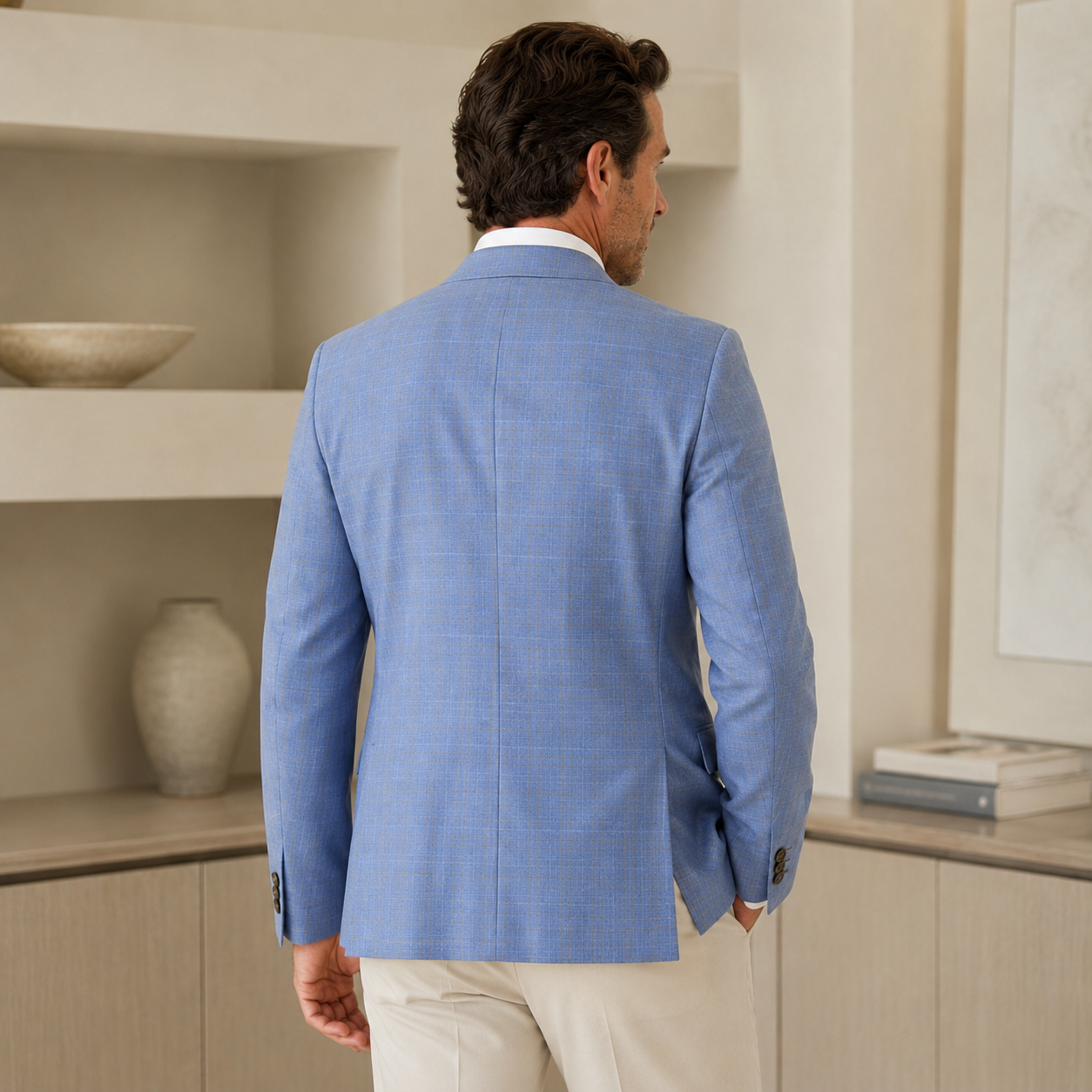 Blue/Tan Plaid Sport Coat