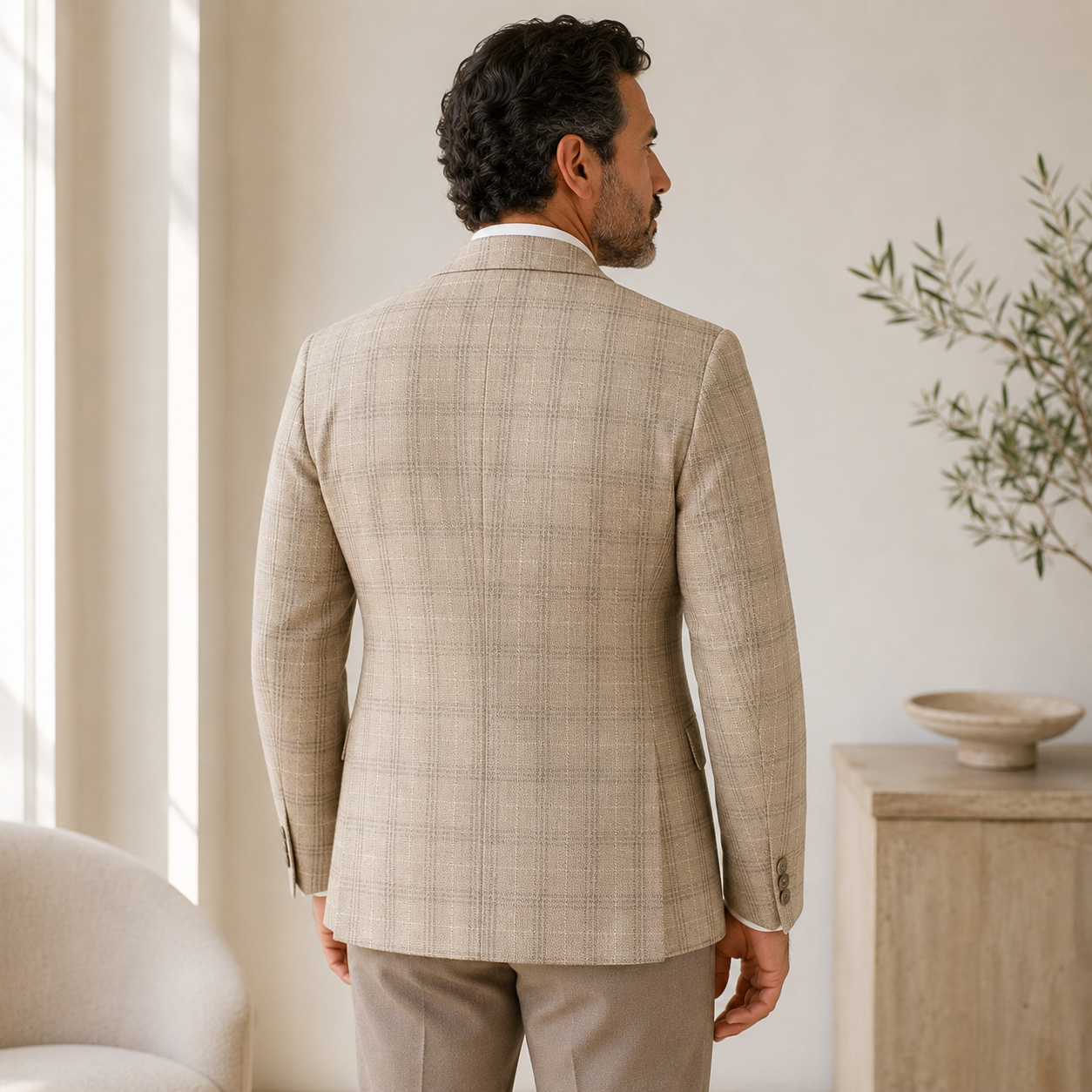Tan & Creme Plaid Sport Coat