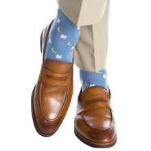 Load image into Gallery viewer, Azure Blue with Yolk, White and Steel Gray Moonshine Cotton Sock
