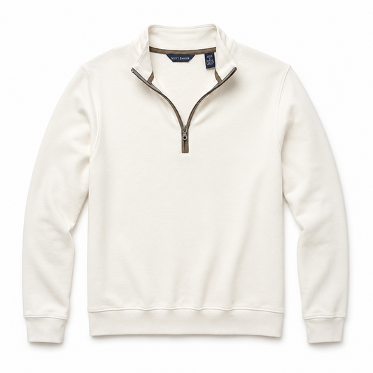 Fleece Quarter Zip Pullover - Winter White