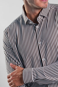 Apex Dark Brown Bengal Stripe Long Sleeve Shirt