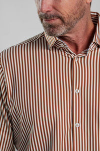 Apex Dark Orange Bengal Stripe Long Sleeve Shirt