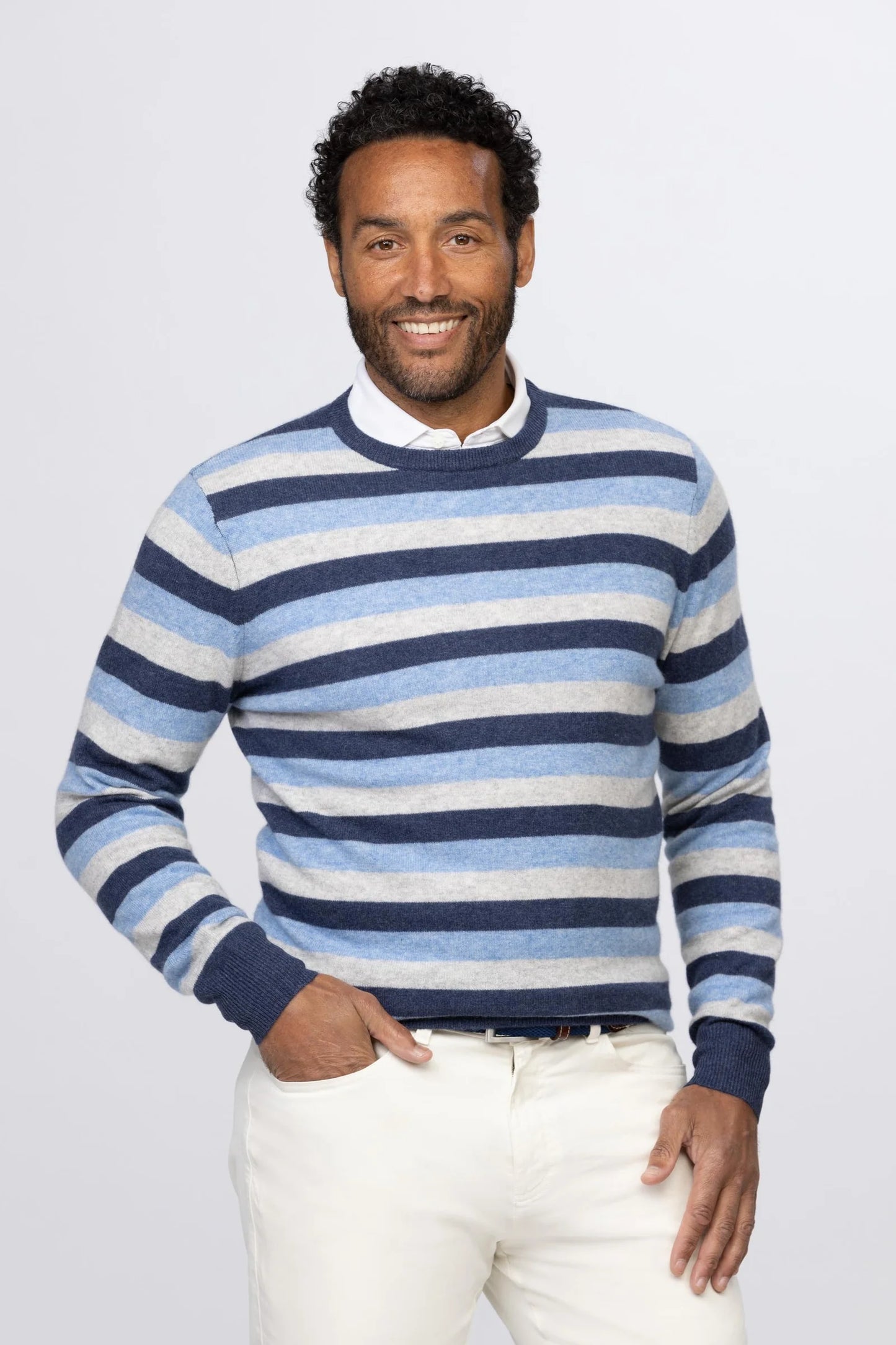 Bishop Stripe Cashmere Crewneck