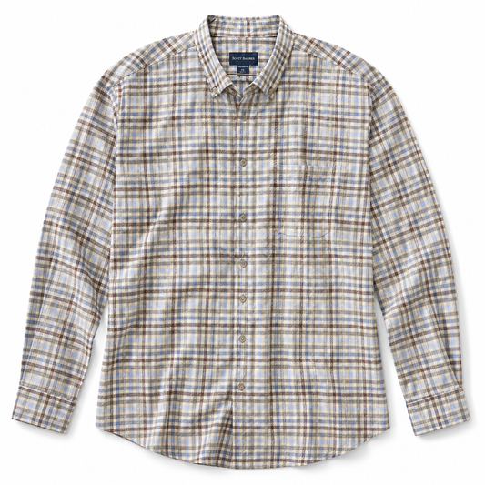 Brushed Twill Button Up Shirt - Grey Heather