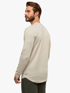 AO Long Sleeve Henley Curve Hem - Clay