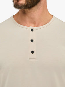AO Long Sleeve Henley Curve Hem - Clay