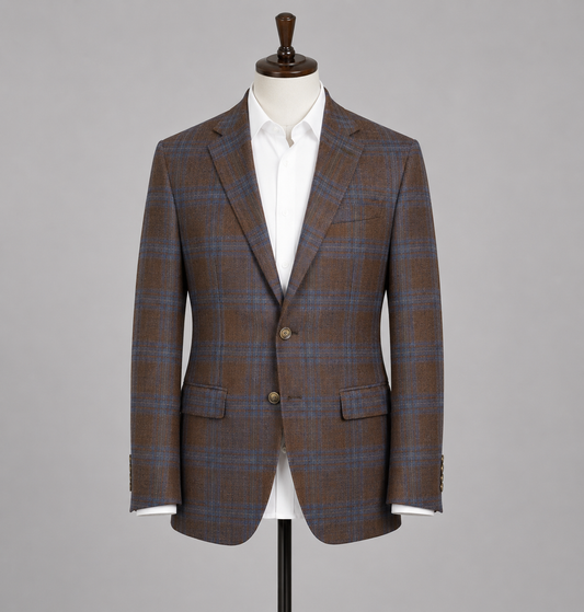 Barocci - Sport Coat Brown & Blue Plaid