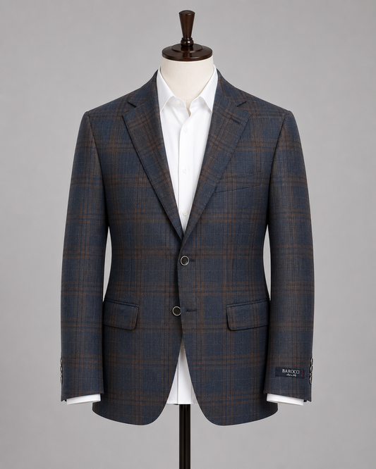 Barocci - Sport Coat Blue and Brown Plaid