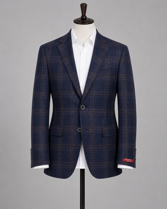 Barocci - Sport Coat Blue & Camel Plaid
