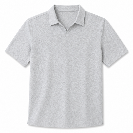 South Shore Open Collar Sweater Polo - Light Grey