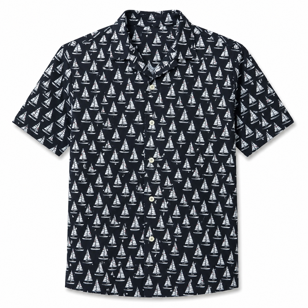 Black Sailboats Short Sleeve Shirt