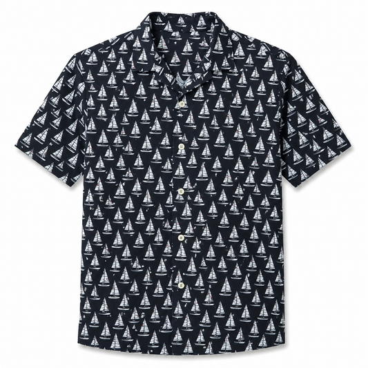 Black Sailboats Short Sleeve Shirt