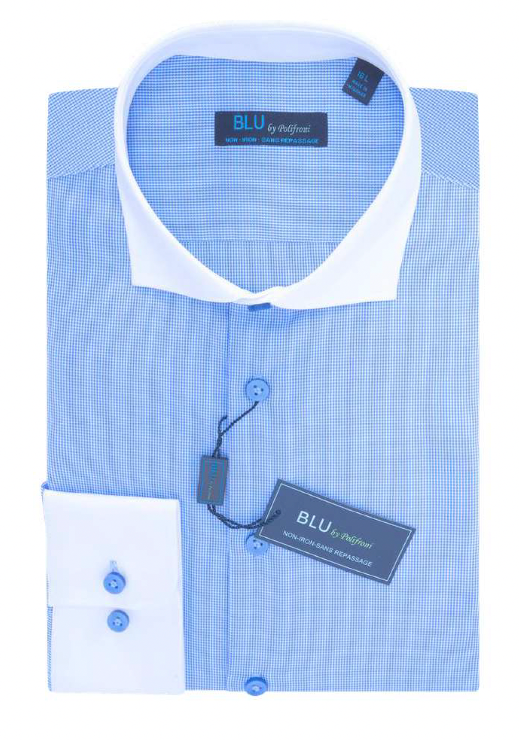 Blue with White Cuff/Collar Dress Shirt