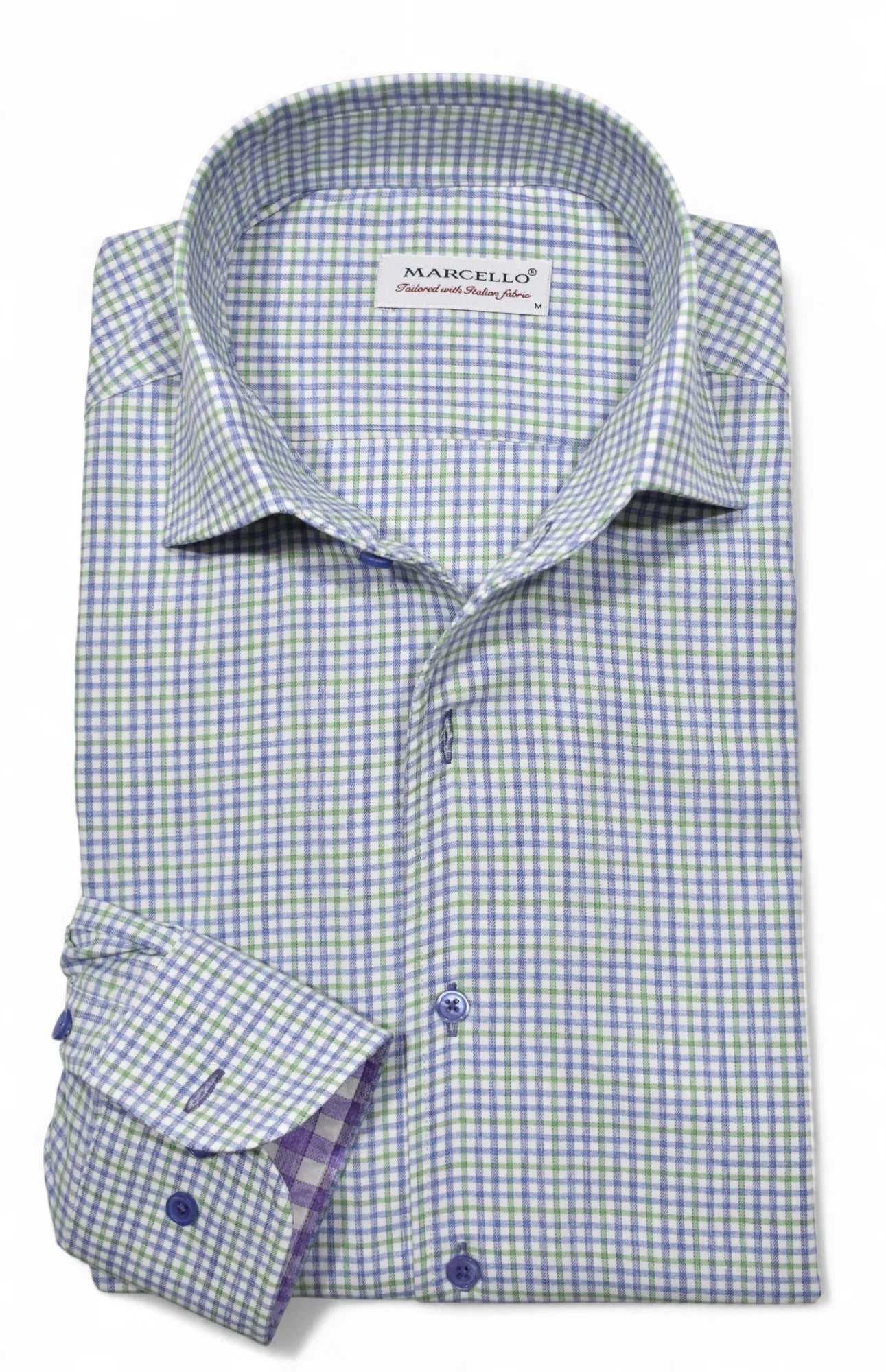 Plum/Green Fine Plaid Dress Shirt