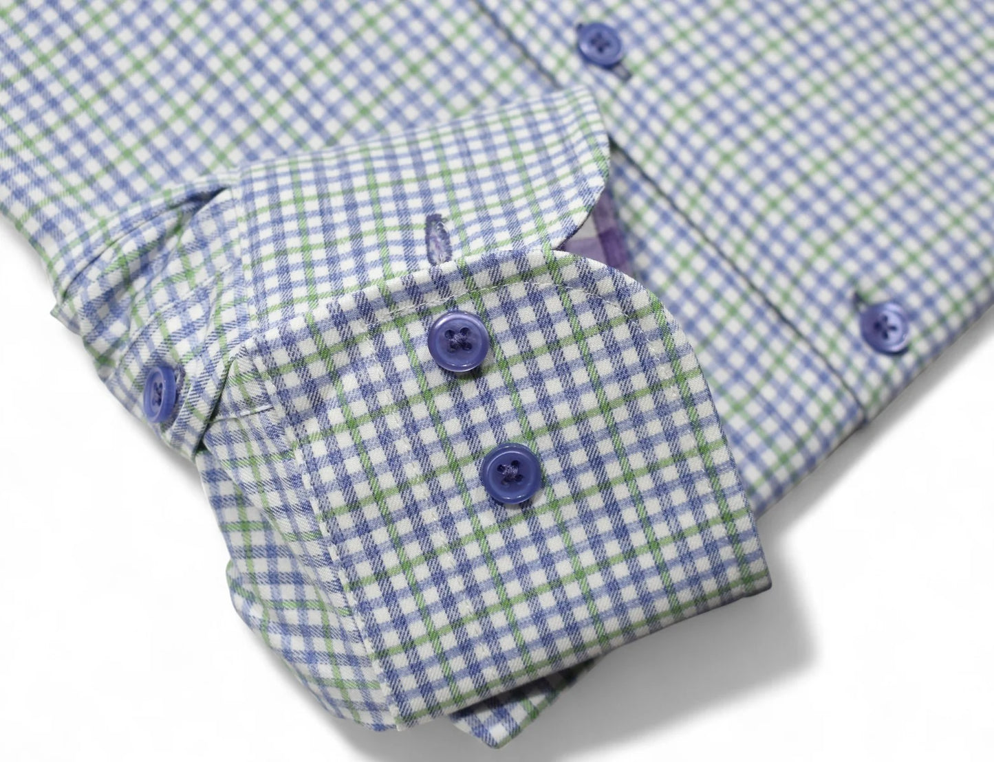 Plum/Green Fine Plaid Dress Shirt