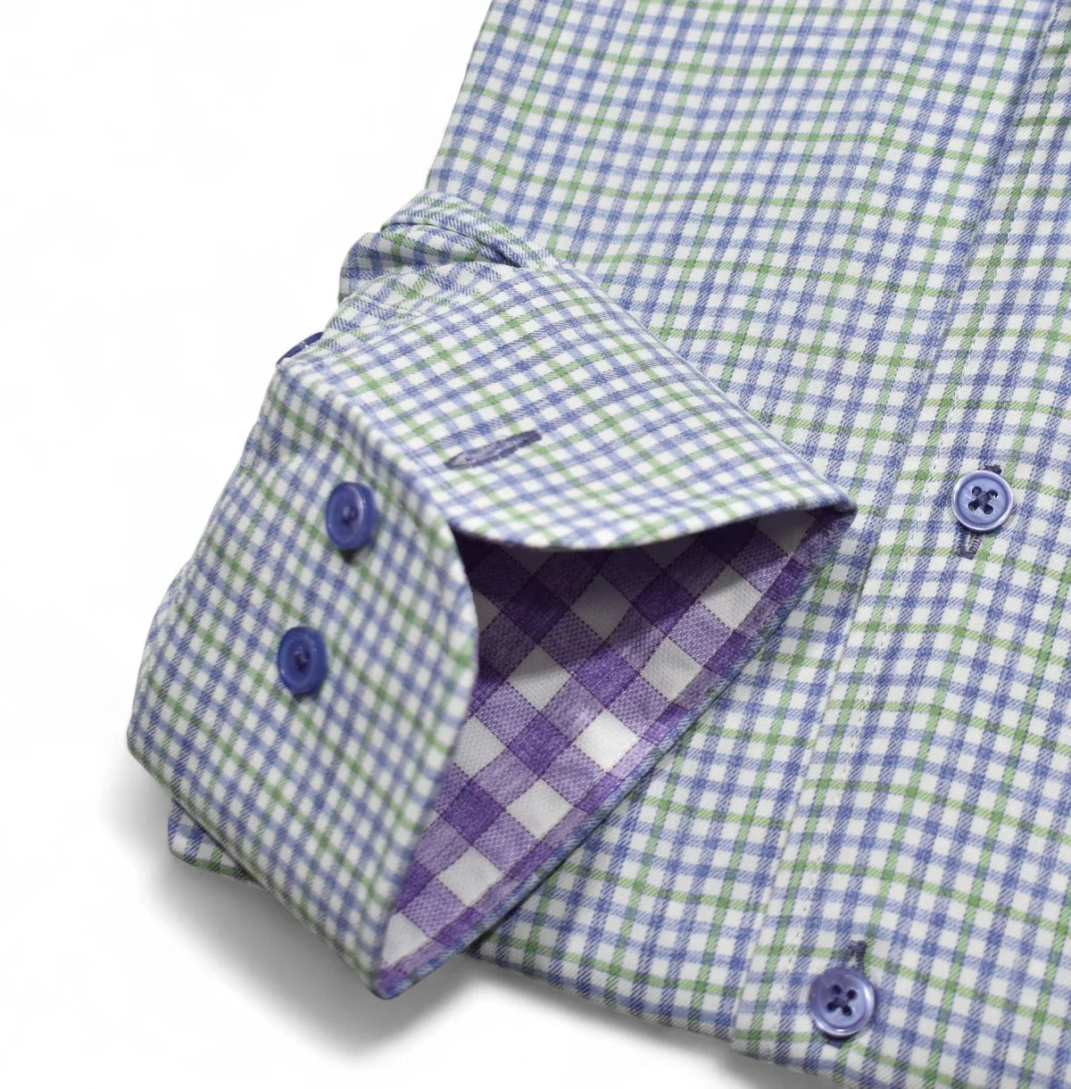 Plum/Green Fine Plaid Dress Shirt