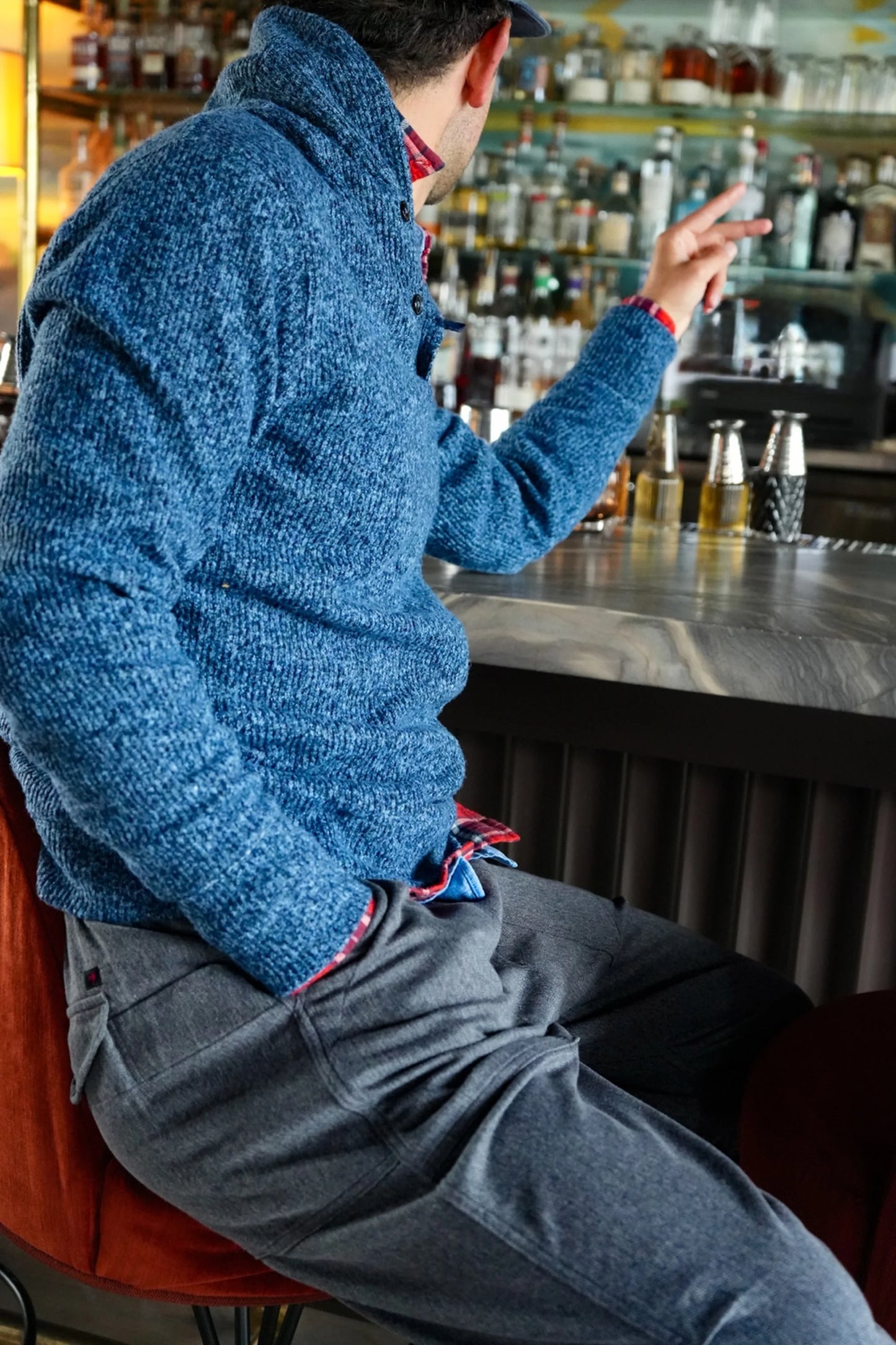 Ridge Twist Shawl - Dark Blue Marl