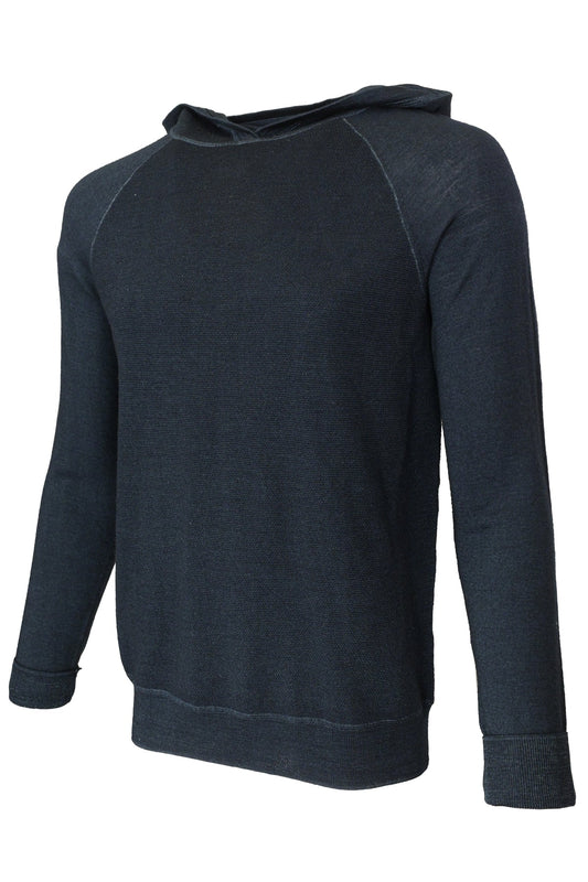Newbury Merino Hooded Sweater  - Navy