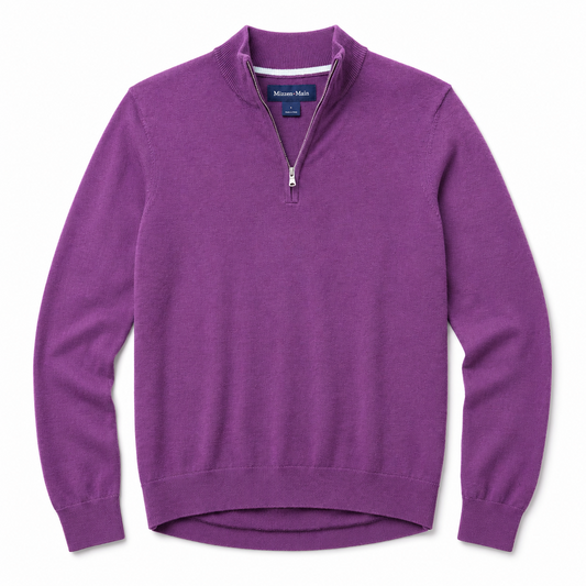 Heritage Quarter Zip Sweater - Eggplant