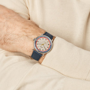 The Canfield Model C56 43mm Bright Red and Blue