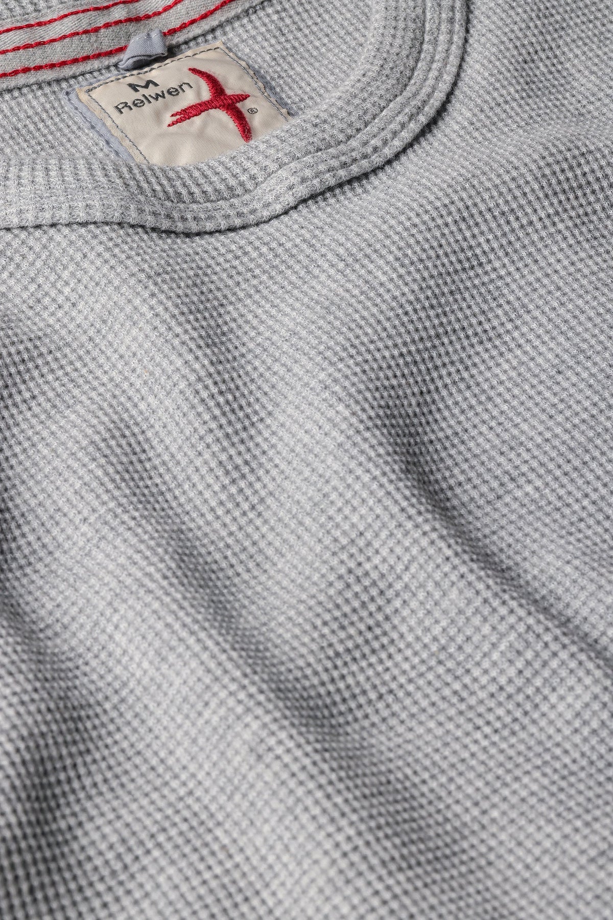 Bi-Waffle Crew -  Pale Heather Grey