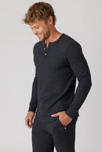 Load image into Gallery viewer, Thermal Long Sleeve Henley - Black
