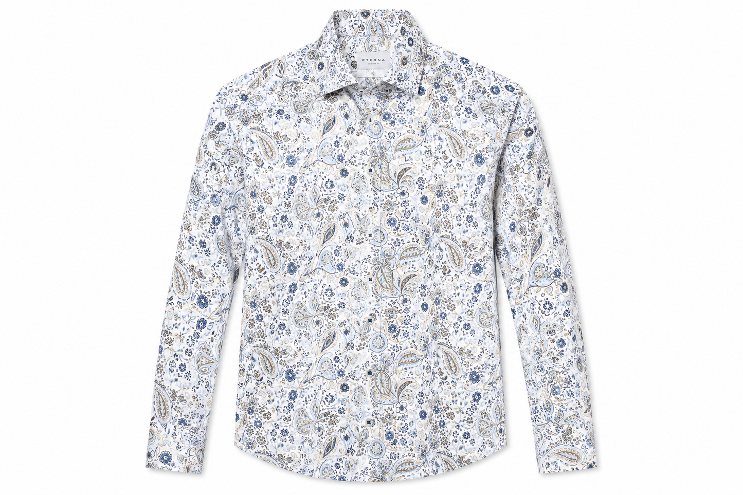 Print Twill Kent Collar - Blue