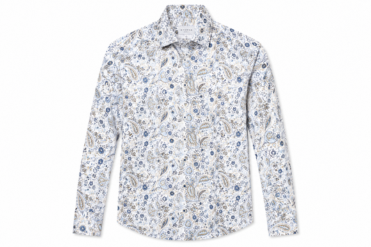 Print Twill Kent Collar - Blue