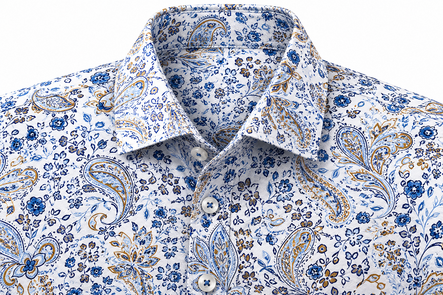 Print Twill Kent Collar - Blue