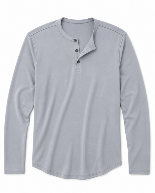 The Barakett Long-Sleeve Henley - Monument Grey
