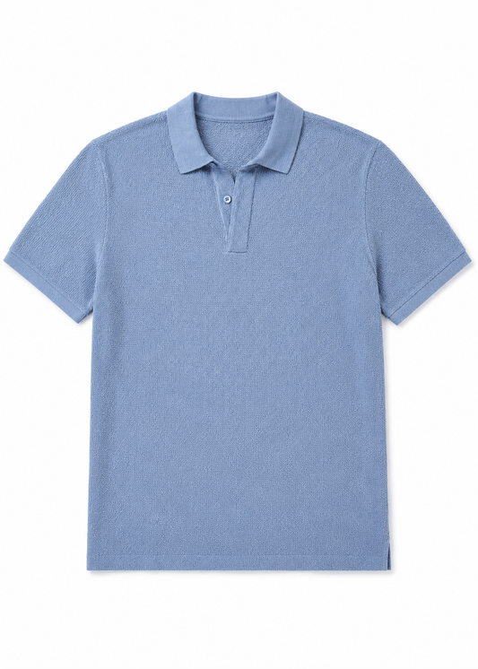 Halric SS Placket Polo - Washed Blue