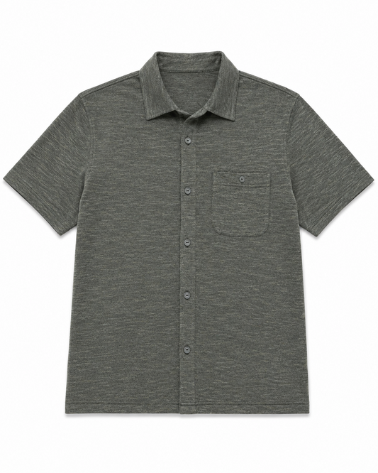 Button Up Short Sleeve Shirt - Heather Sage