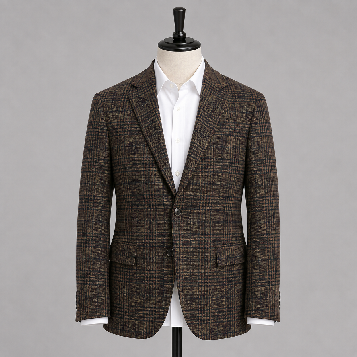 Plaid Houndstooth Delfino Sport Jacket - Navy/Tan