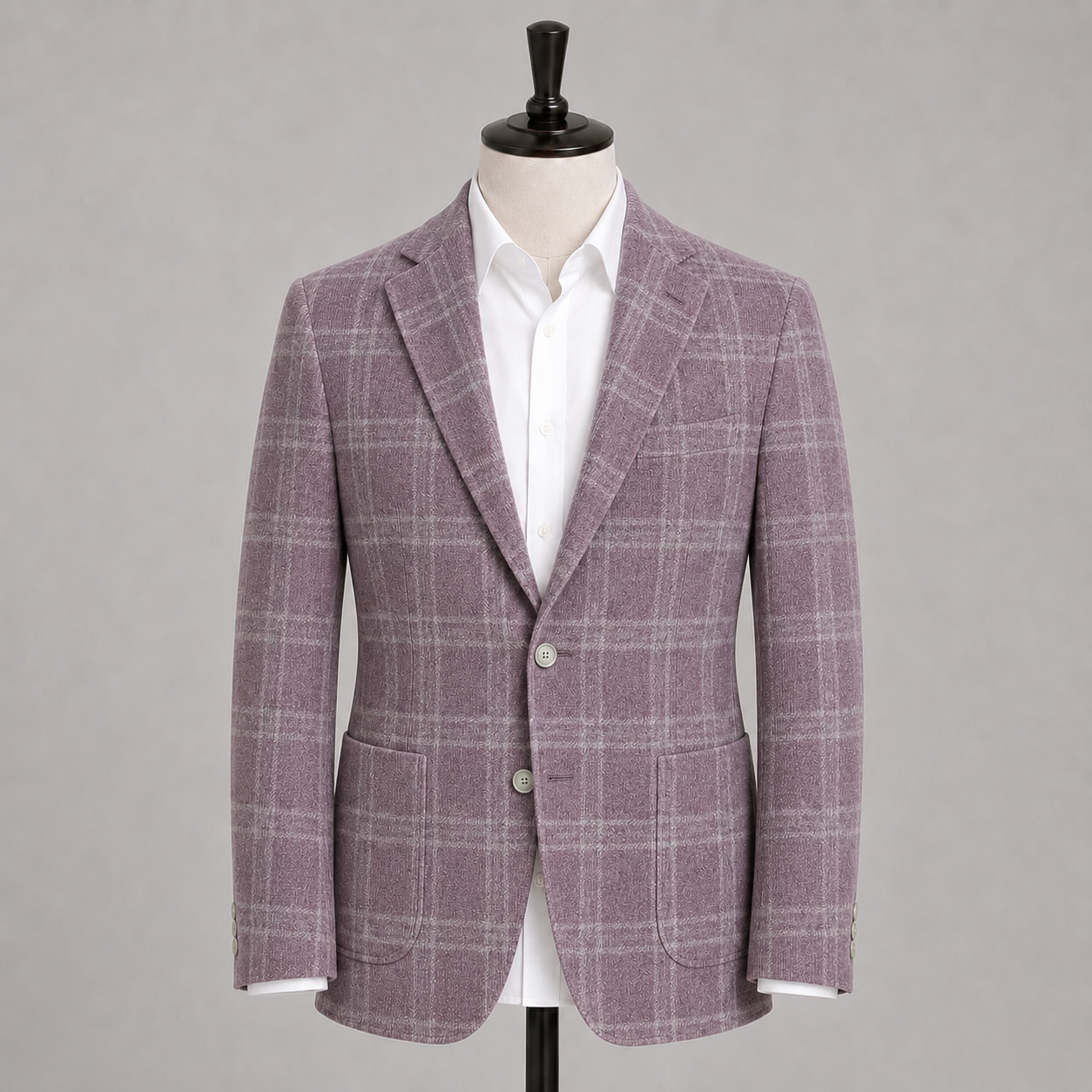 Plaid Sport Jacket -  Burgundy