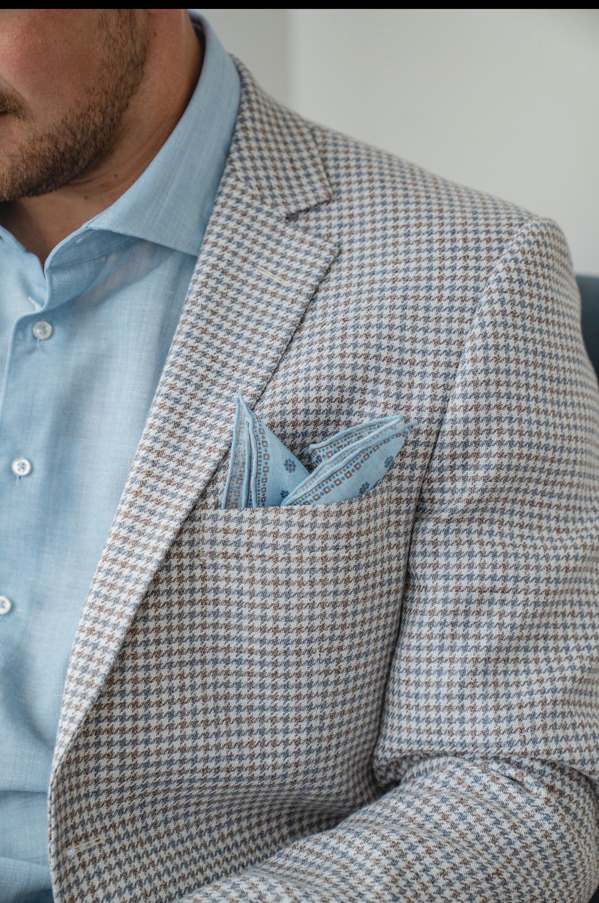 Soft Blue Houndstooth Sport Coat