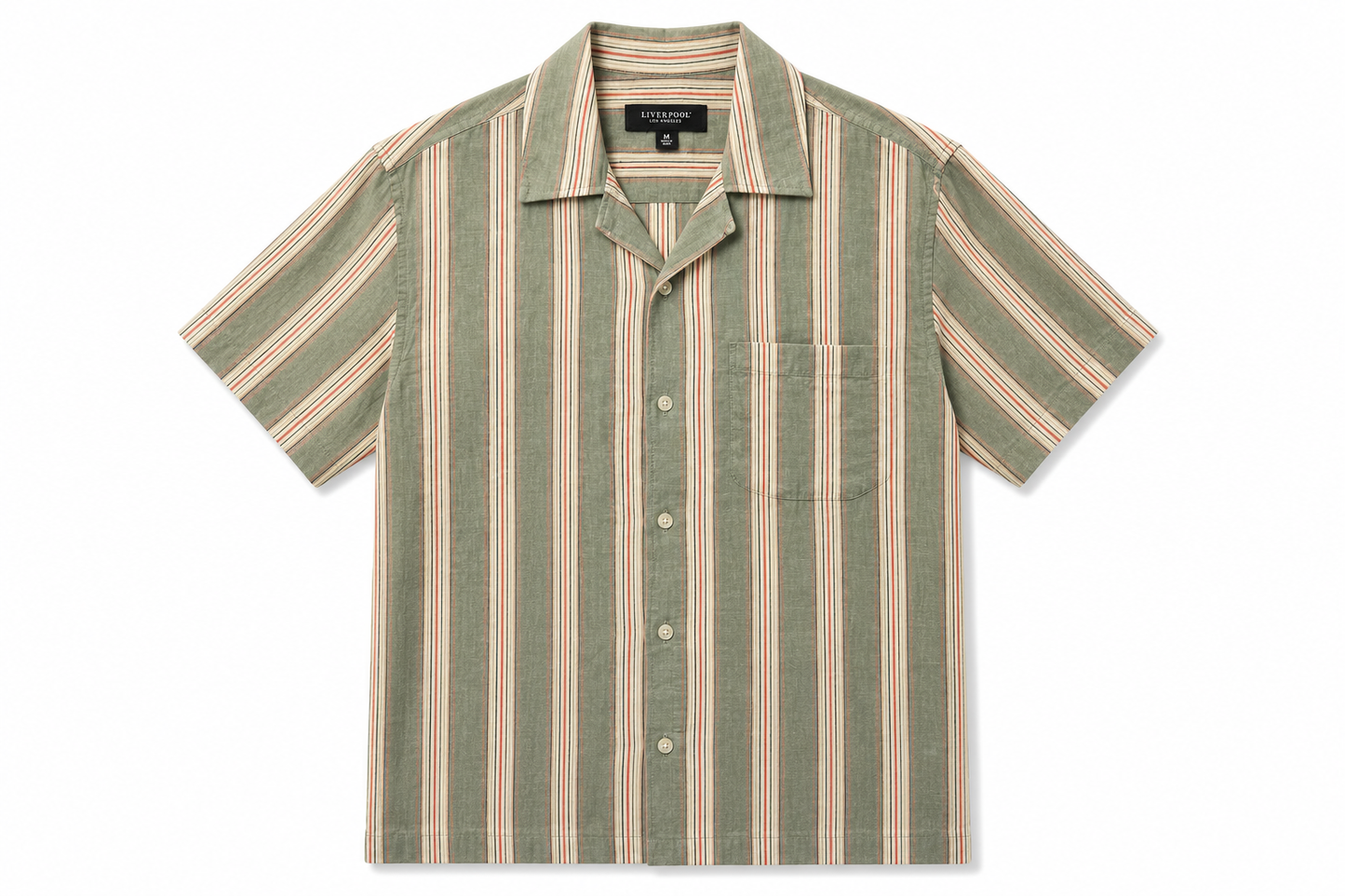 Button Up Camp Shirt - Green Stripe