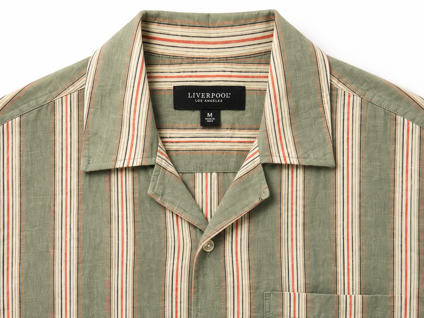 Button Up Camp Shirt - Green Stripe