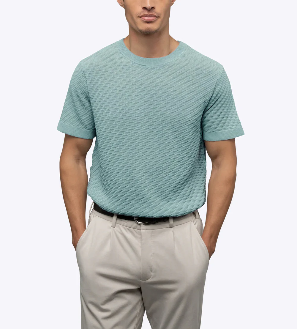 Riviera Texture Tee - Sterling Blue