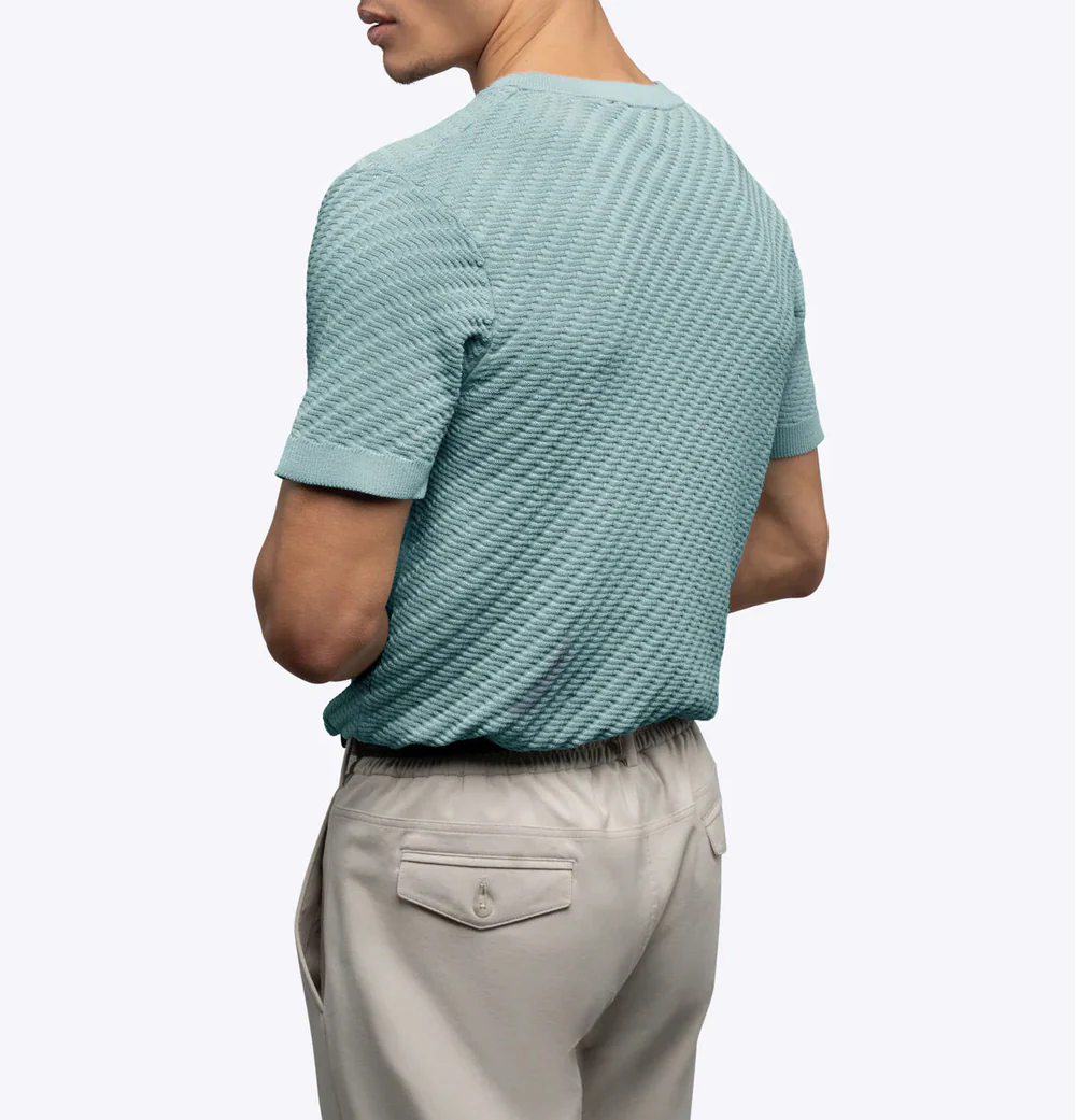 Riviera Texture Tee - Sterling Blue