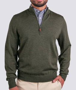 Italian Merino Quarter-Zip Sweater - Martini Heather